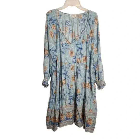Umgee Dolman Sleeve Bohemian Floral Boho Tassels Dress Festival Large - Picture 1 of 9